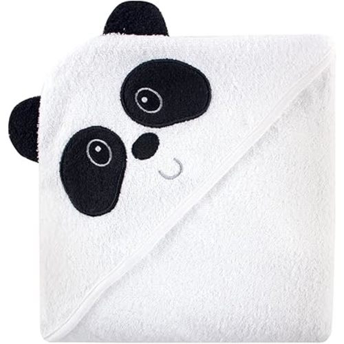 Luvable Friends Unisex Baby Cotton Animal Face Hooded Towel, Panda, One Size