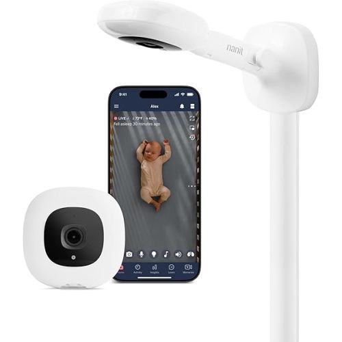 Nanit Pro Smart Baby Monitor - 1080p Wi-Fi Video Camera, 2-Way Audio, See Your Baby from Anywhere, Sound/Motion/Cry Notifications, Night Vision