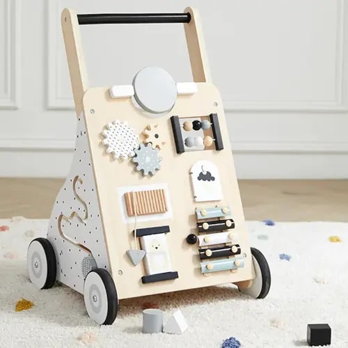 Asweets Wooden Baby Walker Push and Pull Learning Activity Walker Kids’ Activity Toy Multiple Activities Center Develops Motor Skills & Stimulates Creativity(Natural)