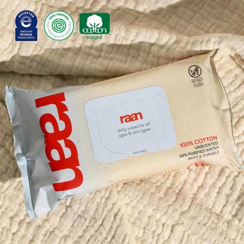 100% Cotton Baby Wipes – Unscented, Hypoallergenic | raan
