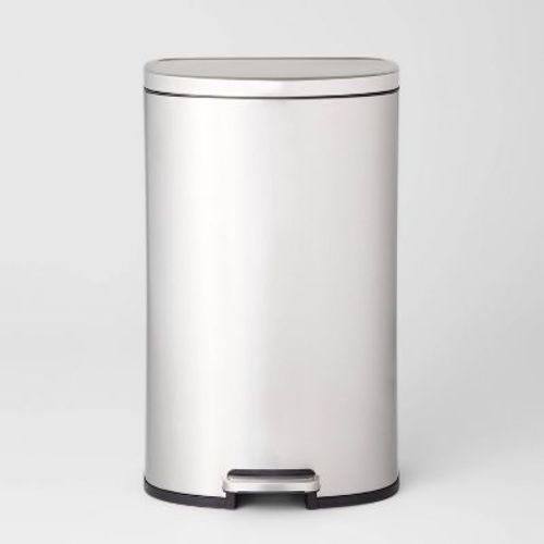45L D Shape Step Trash Can - Brightroom™: Stainless Steel, 13 Gallon, Kitchen Garbage Can, Smooth Finish, Indoor Use
