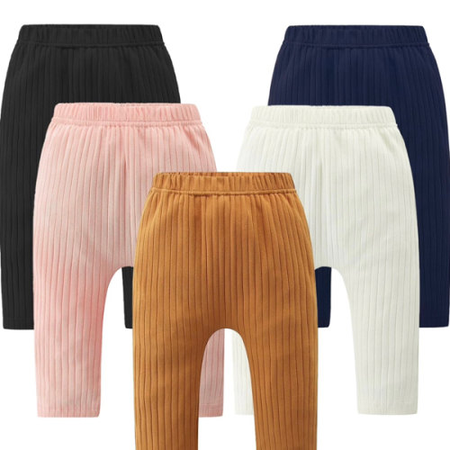 Fullfamous Baby and Toddler Girl's 5 Pack Cotton Ribbed Pull On Pants Leggings 0-4 Years