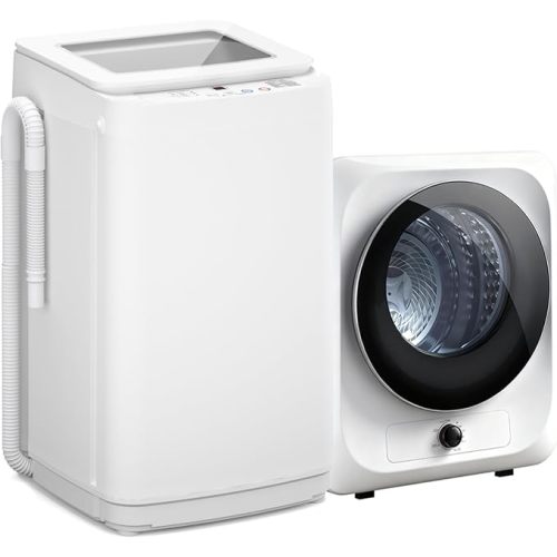 Portable Washer and Dryer Combo Set, 14 lbs Fully Automatic Washing Machine & 1.5 Cu.Ft Portable Clothes Dryers, Built-in Drain Pump, Compact Washer and Dryer for Apartment, RV, Dorm