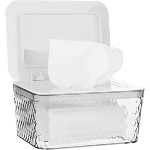 Whiidoom Wipes Dispenser, Baby Wipe Holder Refillable Wipe Container Case, Visible and One-Hand Operation, Keep Wipes Fresh and Clean (White)