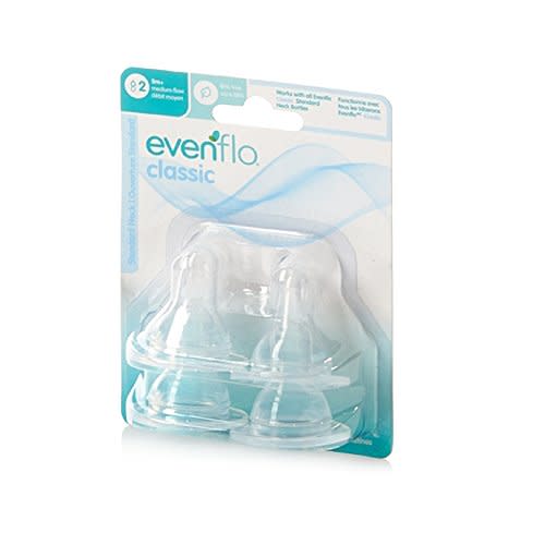 Evenflo CustomFlow Classic Silicone Nipples, Medium Flow (3-6 months) 4 ea (Pack of 2)