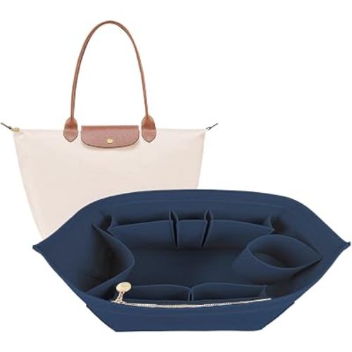 Lckaey Purse Organizer For Longchamp Large Purse For Long Champ Le Pliage Insert organizer1012-25Dk blue-L