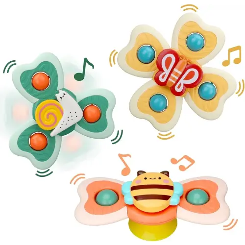 Spinning Sensory Learning Toys for Toddlers 1-3, Baby 6-12-18 Months Suction Cup Spinner Toy,Baby Bathtub Bath Toys, Birthday Gifts for 1 Year Old and 2 Year Old Boys and Girls