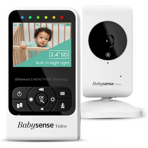 Babysense New Video Baby Monitor with Camera and Audio, Long Range, Room Temperature, Infrared Night Vision, Two Way Talk Back, Lullabies and High Capacity Battery, Model V24R