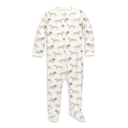 Primary Baby Organic Zip Footie in Sand Baby Lions Size 3-6 Months