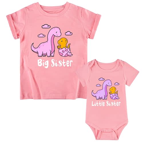 Funnycokid Big Sister Little Sister Matching Outfits Toddler Girl Shirt Newborn Clothes