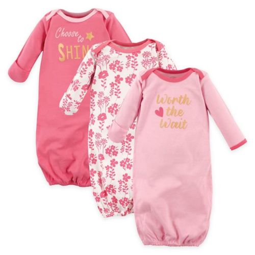 Luvable Friends® Size 0-6M 3-Pack "Worth the Wait" Infant Gowns in  - Pink/yellow