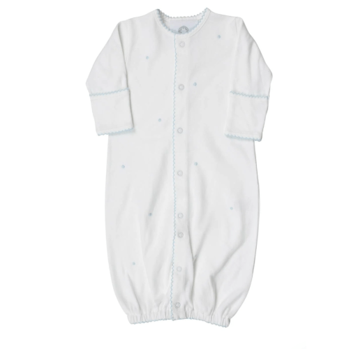 Scalloped Dot Converter Gown - Blue Dots | The Proper Paisley
