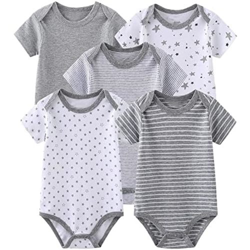 Chamie Newborn Short Sleeve Baby Bodysuit Baby Clothes set for Boys and Girls