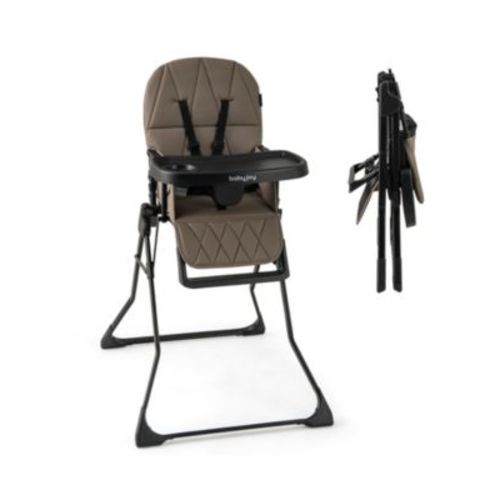 Compact Baby High Chair with Removable Tray and PU Cushion