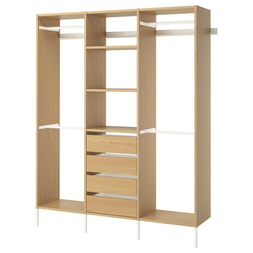 AURDAL Wardrobe combination - oak veneer/white 74 3/4x15 3/4x87 "