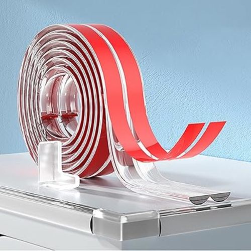 Baby Proofing, Edge Protector Strip Clear, 20 FT Silicone Soft Corner Protectors for Baby with Upgraded Pre-Taped Strong Adhesive, Edge Protectors for Sharp Corners for Cabinets, Drawers(4 Corners)