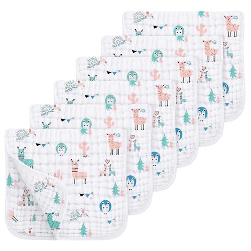 Looxii Muslin Burp Cloths 100% Cotton Muslin Cloths Large 20''x10'' Extra Soft and Absorbent 6 Pack Baby Burping Cloth for Boys and Girls (Alpaca)