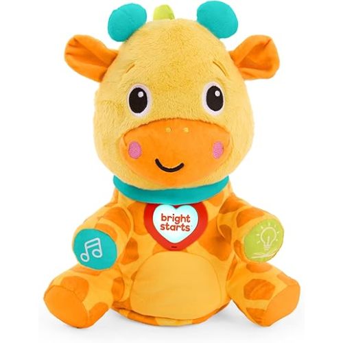 Bright Starts Chat & Cuddle Giraffe Musical Plush with Interactive Voice Recording & Mimic Features for Baby and Toddler, Learn Words & Phrases, Dances Along with Lights, Ages 6 Months+