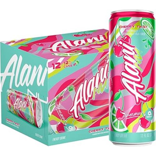 Alani Nu CHERRY TWIST Sugar Free, Low Calorie Energy Drinks, 200mg Caffeine, Biotin B Vitamins, Zero Sugar, 15 Calories, 12 Fl Oz Cans, 12 Pack