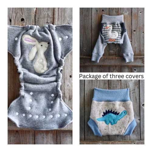 Upcycled Wool Diaper Cover Set: Longies, Wrap, Soaker - Starter Pack