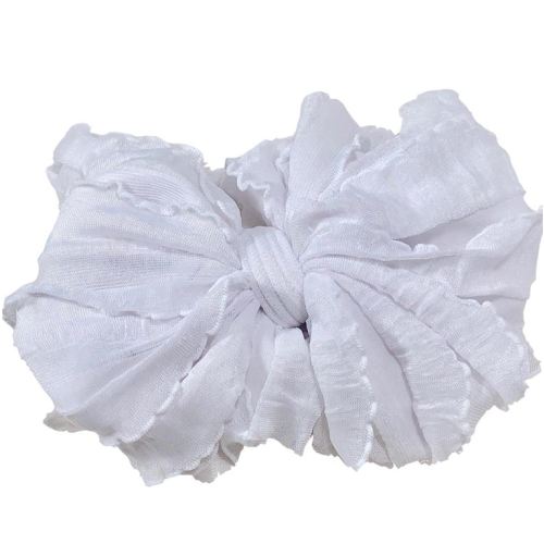 RUFFLED HEADBAND - WHITE