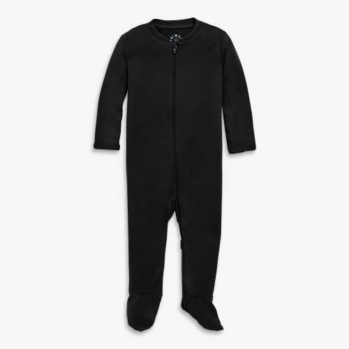 (3-6 M) Zipper Footie - Organic Cotton -  Black