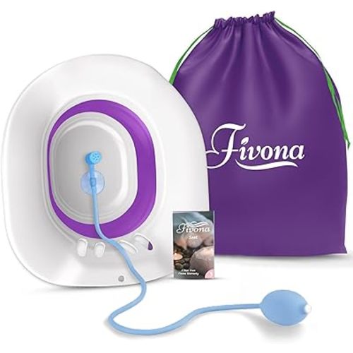 Sitz Bath for Hemorrhoids Relief, Foldable Basin for Toilet Seat, Ideal for Essential Postpartum Care, Perineal Soaking & Hygiene, Includes Hand Flusher with Sprayer, V Steaming Tub by Fivona