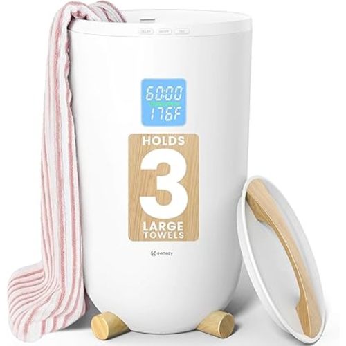 Keenray Large Towel Warmer Bucket, Luxury Towel Warmer for Bathroom, LCD Screen for Time and Temperature, Delay Time Up to 24 Hours, Fits 3 Large Towels, Blankets, Bathrobes, PJ's, Gift for Him & Her