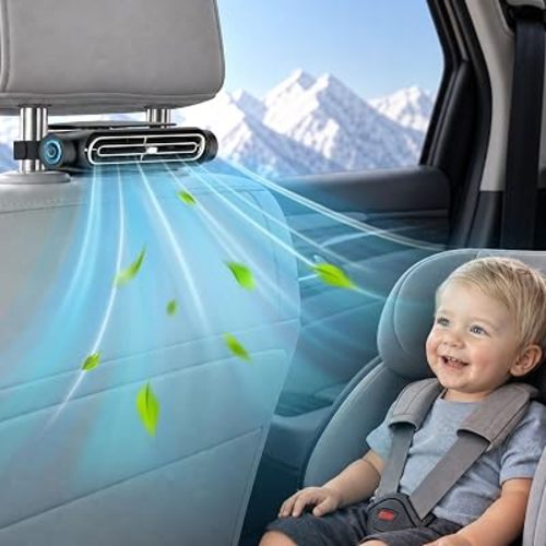 ViSSKO 2026 Car Fan for Backseat, USB Invisible Car Headrest Cooling Fan for Kids Replace Ventilated Seats with 3 Speeds Fit in Most Cars Vehicle Jeep Van RV Truck