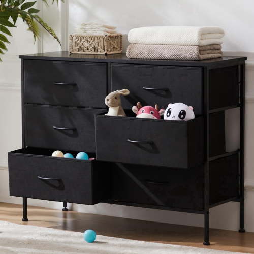 ZUNMOS Fabric Dresser for Bedroom Large Drawers, Storage Cabinet Organizer, Black