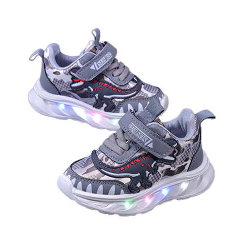 Ticikt Toddler Boys Girls Light Up Shoes LED Flashing Lightweight Mesh Breathable Adorable Running Sneakers for Toddler and Little Kid 1-6Y,Color:Grey,Size:2-2.5 Years