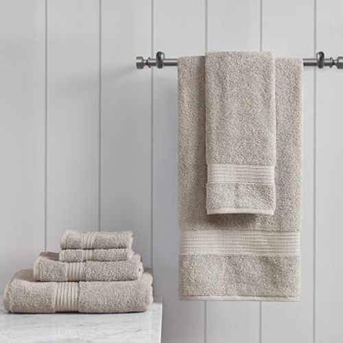 Madison Park Organic Cotton Bath Towel Set Absorbent, 6 Piece, Tan