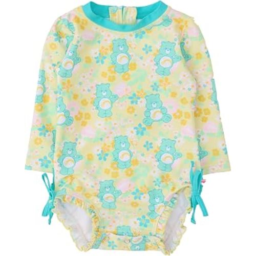 RuffleButts Baby Girls Novelty Baby One Piece - Rash Guard Swimsuit UPF 50+