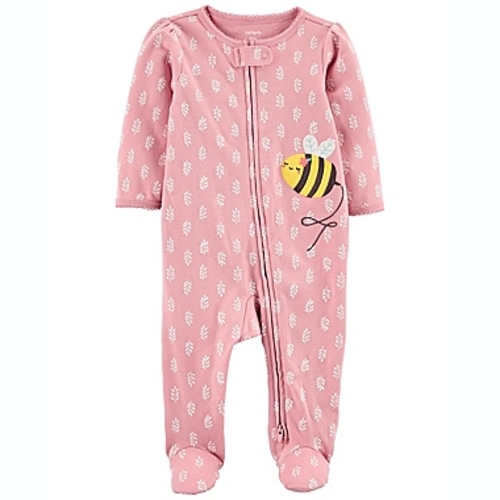 carter's®  - 6 Months Bumble Bee Dot Zip-Up Sleep & Play Footie in Pinkcarter's®