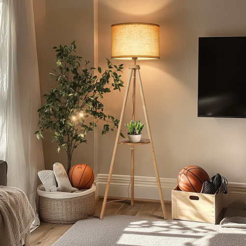 George Oliver Jodanna 63" Dimmable Tripod Floor Lamp with Remote, Included LED Bulb & Reviews | Wayfair