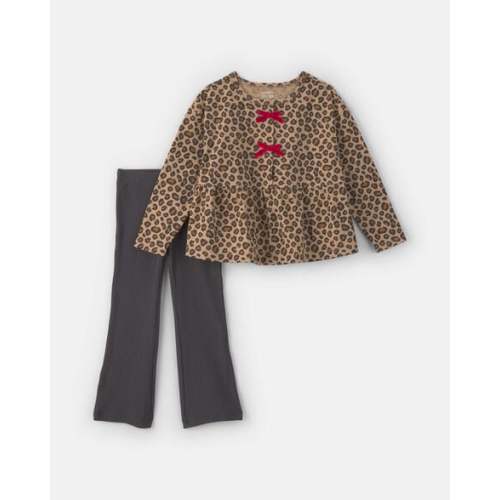 Baby Girl 2-Piece Cheetah Long-Sleeve Top & Pant Set - Brown/Grey | Carter's