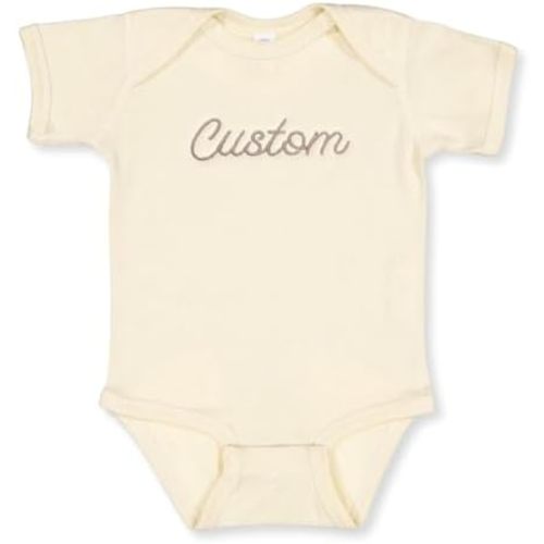 COUPLEHOODIES Personalized Baby Onesie Bodysuit – Custom Embroidery Gift for Pregnancy Reveal Baby Shower or First Grandchild
