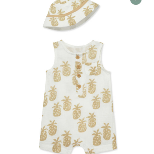 Pineapple Gauze Romper & Hat Set
