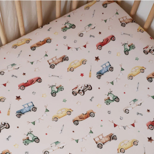 Vintage Cars Organic Fitted Cot Sheet | Snuggle Hunny