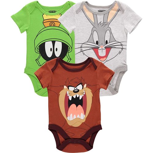 Looney Tunes Baby Boys Short Sleeve Bodysuit Three Pack - Multipack Baby One Pieces Featuring Characters