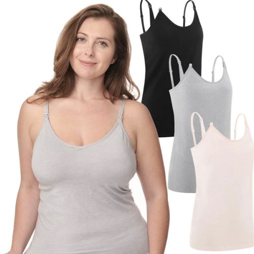Under Control Nursing Cami Tank Tops for Breastfeeding Women Nursing Tops Maternity Shirts, Camisoles with Built in Bra 3Pack