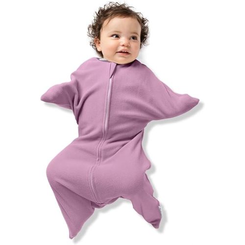SleepingBaby Zipadee-Zip Fleece Transition Swaddle - Arms-Out Wearable Blanket for Baby Sleep, Soft Breathable Fleece 0.8 TOG - Lavender, X-Small (3-6 Month)