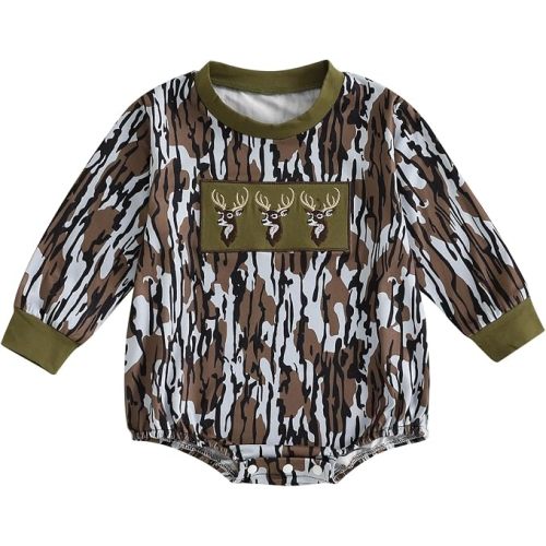 Pudcoco Duck Hunting Baby Clothes Infant Baby Boys Girls Camoflage Embroidered Mallard Duck Sweatshirt Romper