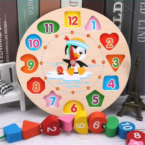 MesaSe Wooden Shape Color Sorting Clock Toy, Number Blocks Puzzle Stacking Sorter Jigsaw, Early Learning Educational Toy, Best Gift for 1-3 Years Old Toddler Baby Kids