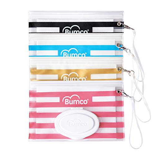 BUMCO Airtight Wipes Dispenser, Keeps Wet, Reusable Refillable Pouch, Diaper Bag Organizer for Travel, Carrying Clutch, Unique Baby Gift for Girl Boy [multicolor]