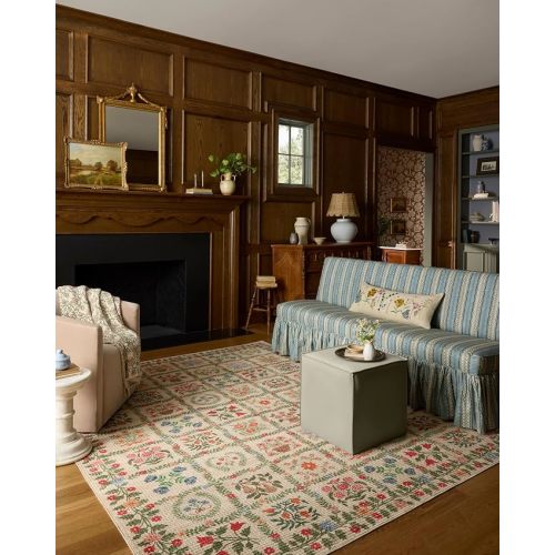 Loloi Rifle Paper Co Orchard Beige/Multi 7'-6" x 9'-6" Area Rug | ORH-03 Machine Washable Printed Approx. 7x9 Living room Dining room Bedroom, Vintage Inspired, Charming, Area Rug