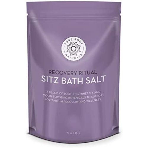 Sitz Bath Salt – Postpartum Care and Hemorrhoid Treatment – Natural Sitz Bath Soak with Epsom Salt, Dead Sea Salt, Essential Oil for Self Care and Hemmoroid Treatment, 10 ounces by Pure Body Naturals - 10 Ounce