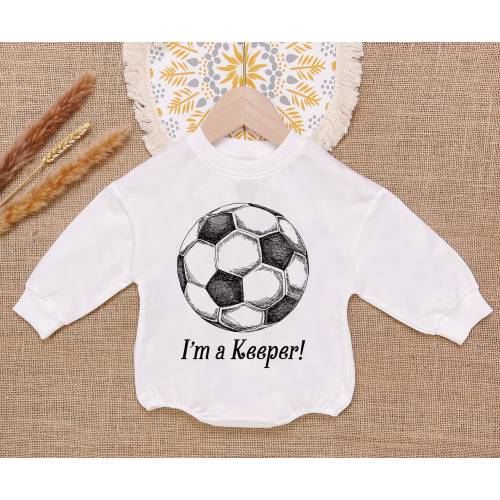 I'm A Keeper Soccer Baby Romper Sweatshirt, Football Baby Romper, Baby Bodysuit, Newborn Outfit