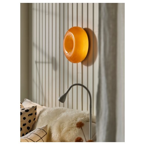 VARMBLIXT LED table/wall lamp - orange glass/round 12 "