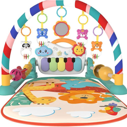 Eners Baby Gyms Play Mats Musical Activity Center Baby Piano Gym Mat Tummy Time Padded Mat for Newborn Toddler Infants(Green)